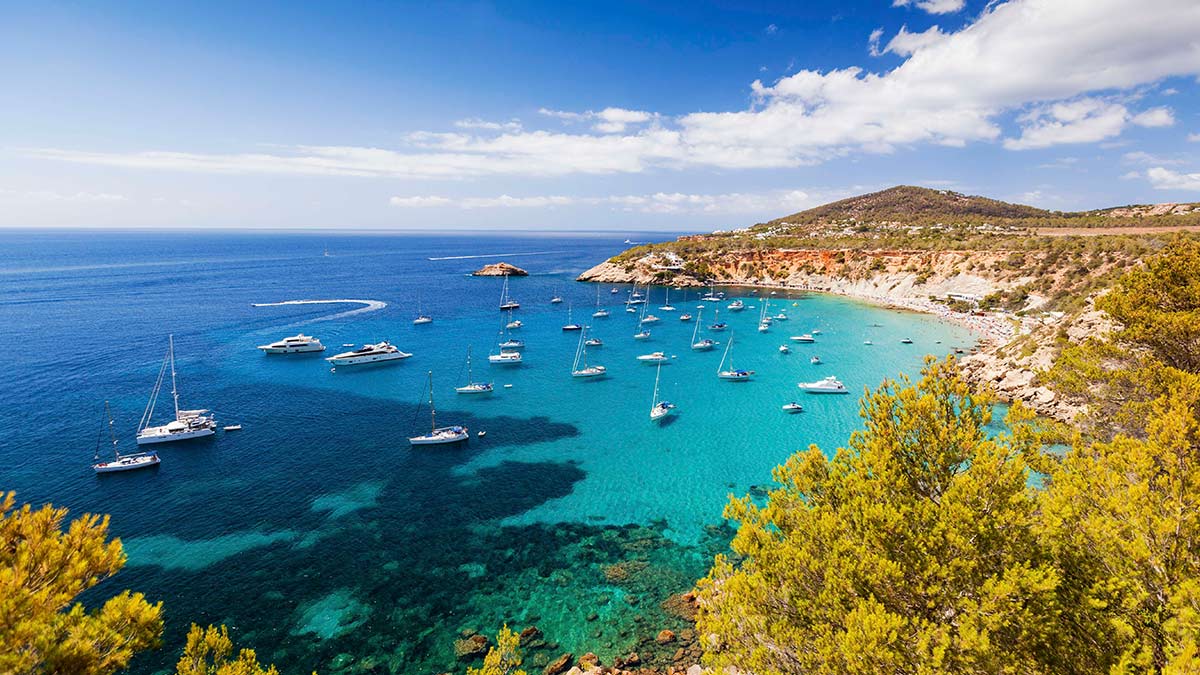 Cala d Hort in Balearic Islands, Ibiza, Spain.